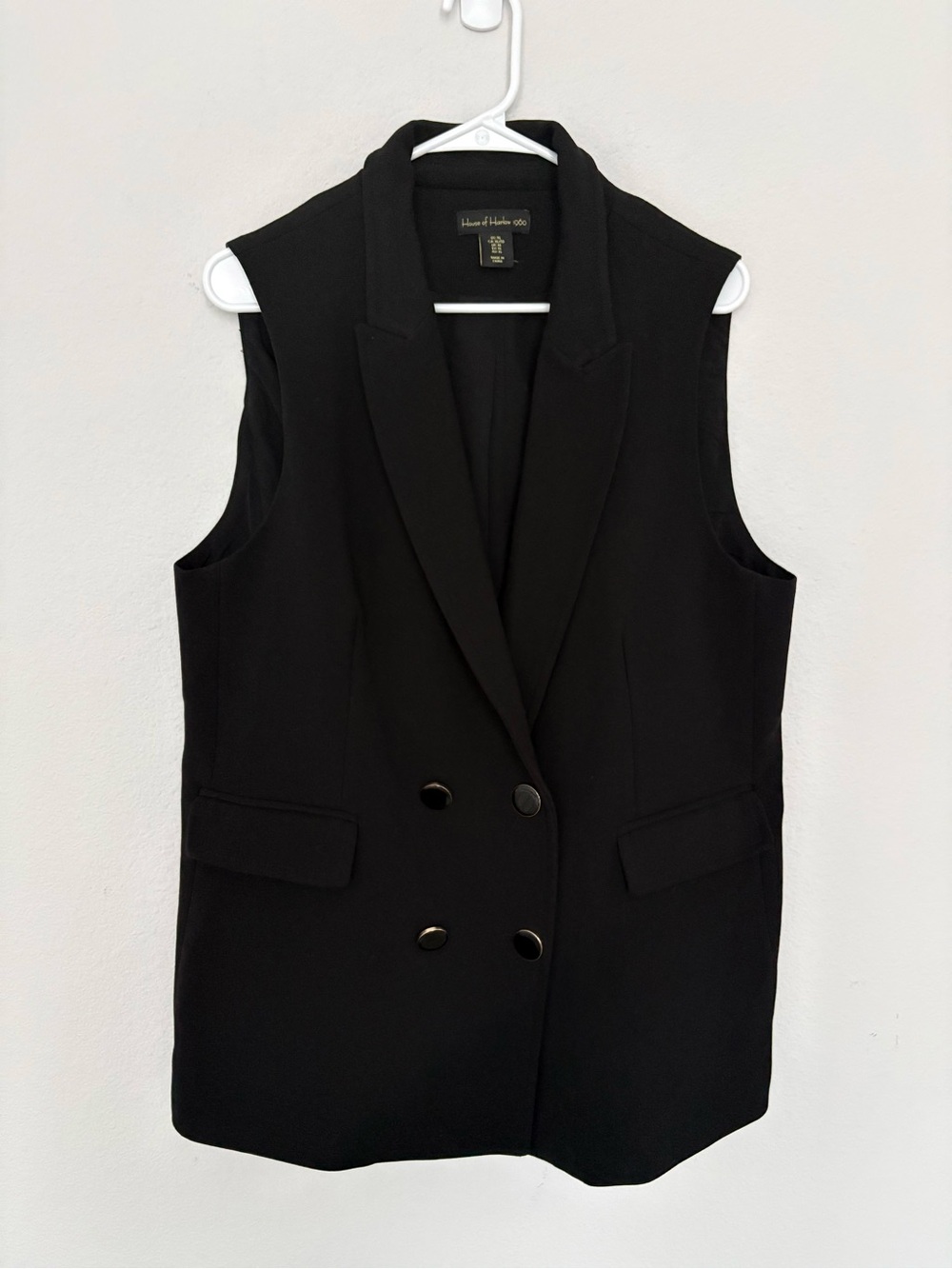 House of‎ Harlow 1960 Revolve Black Longline Double Breasted Vest Blazer XL Work